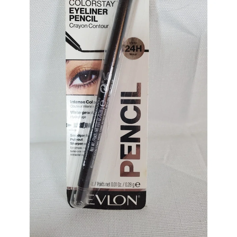 Revlon ColorStay Eyeliner Pencil 201 Black Waterproof 24HR Smudger Sharpener NEW
